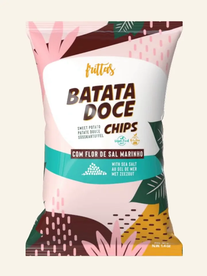 Front of a bag of Frittas sweet potato chips