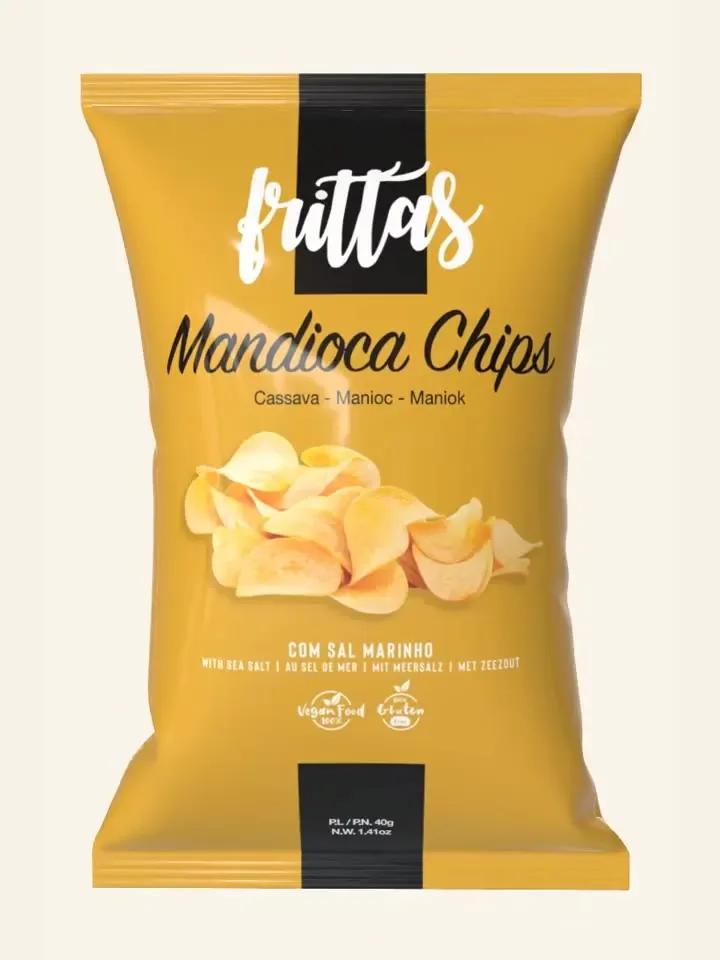 Front of a bag of Frittas cassava chips